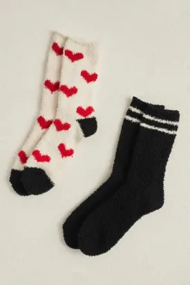 2 Pack Plush Heart Socks