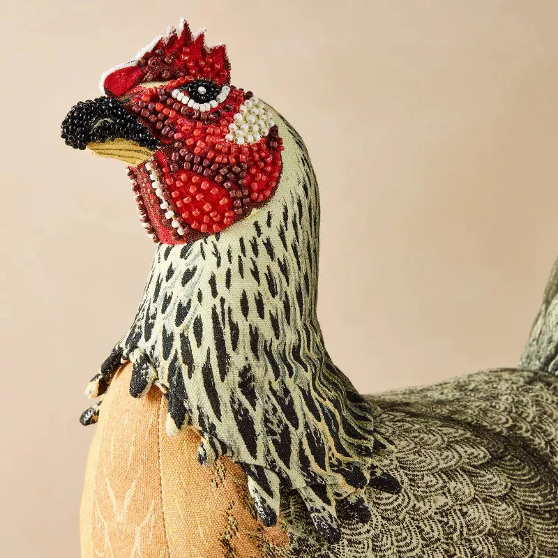 Beaded Chicken Novelty Plush Pillow - John Derian Company