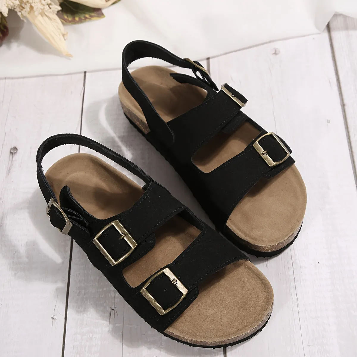 BlackEase Buckle Flats