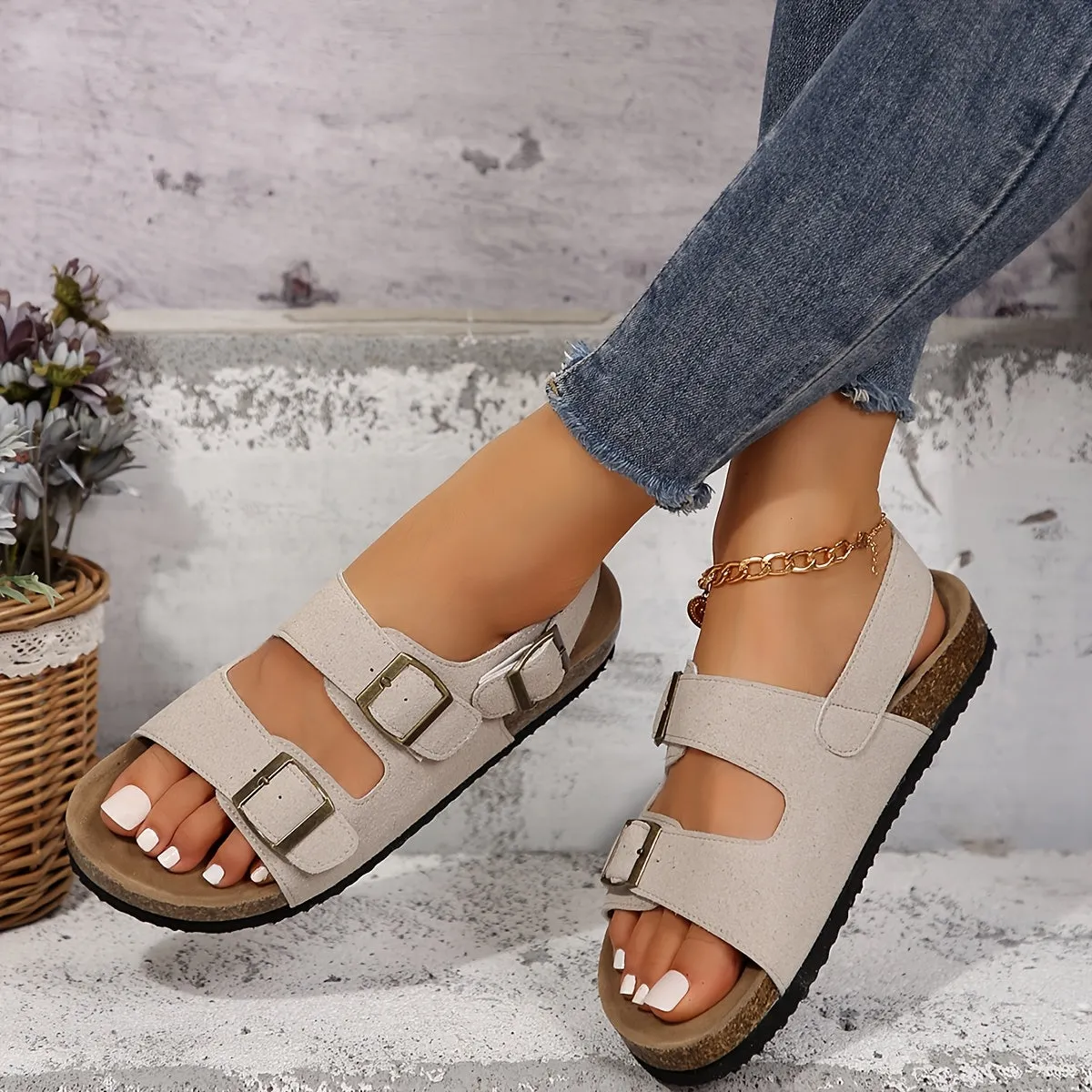 BlackEase Buckle Flats