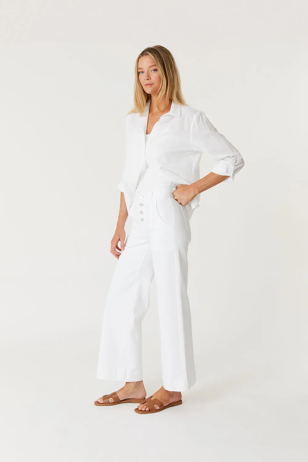 Camille Exposed Button Wide Leg