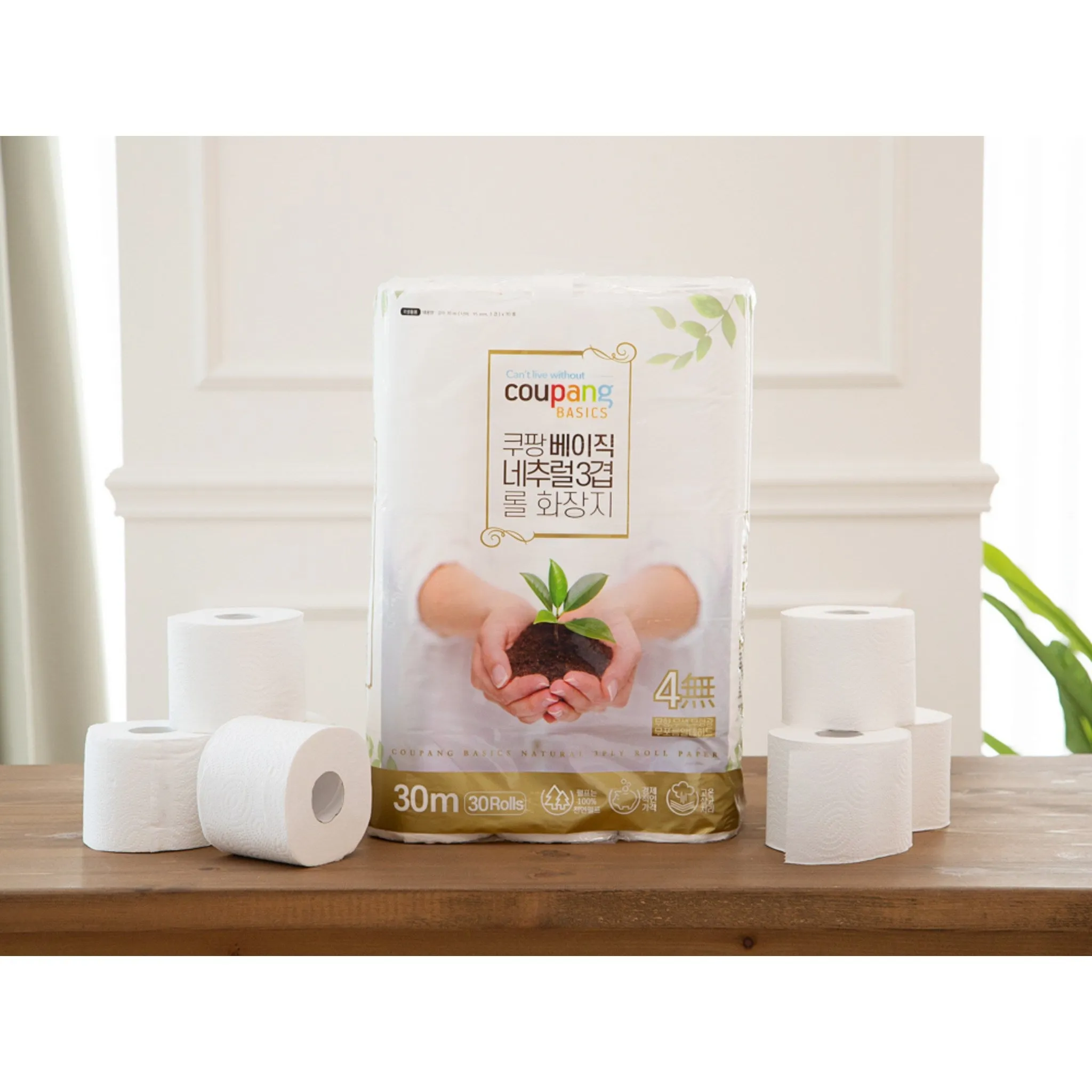 Coupang Basic Natural 3-Ply Tissue Roll 30m, 30 Pieces - Premium Toilet Paper (3-Ply and Above) - 🏆 #20 - Household Items - Best of December