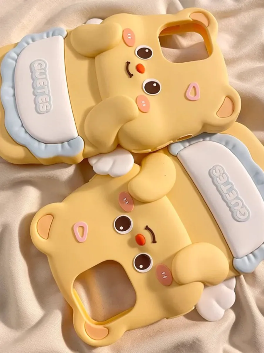 Cute 3D Angel Butter Bear Soft Shell Phone Case