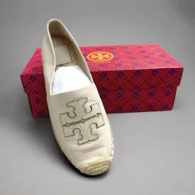 Tory Burch cream and gold Ines Espadrille shoes, size 8.5, LIKE NEW!