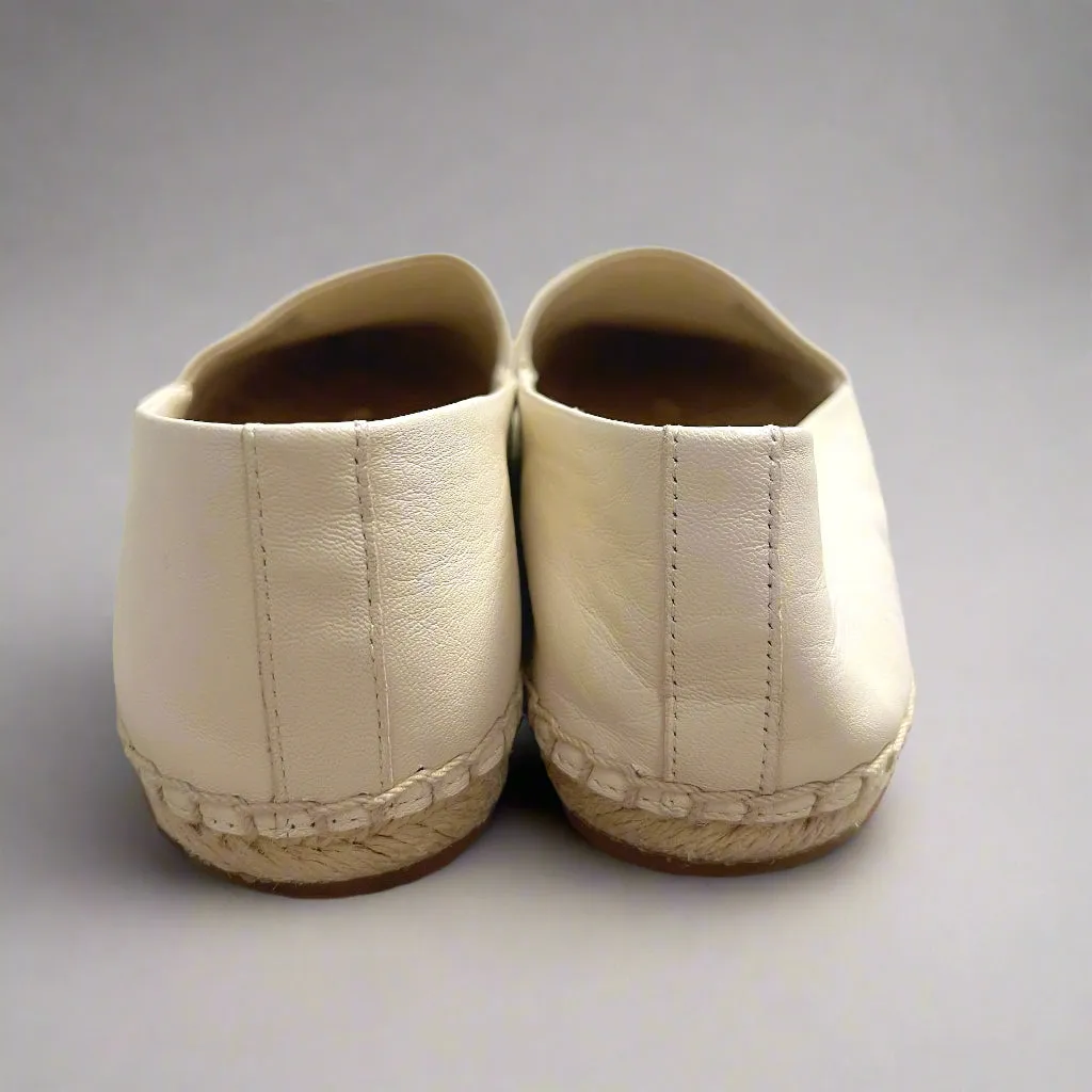 Tory Burch cream and gold Ines Espadrille shoes, size 8.5, LIKE NEW!